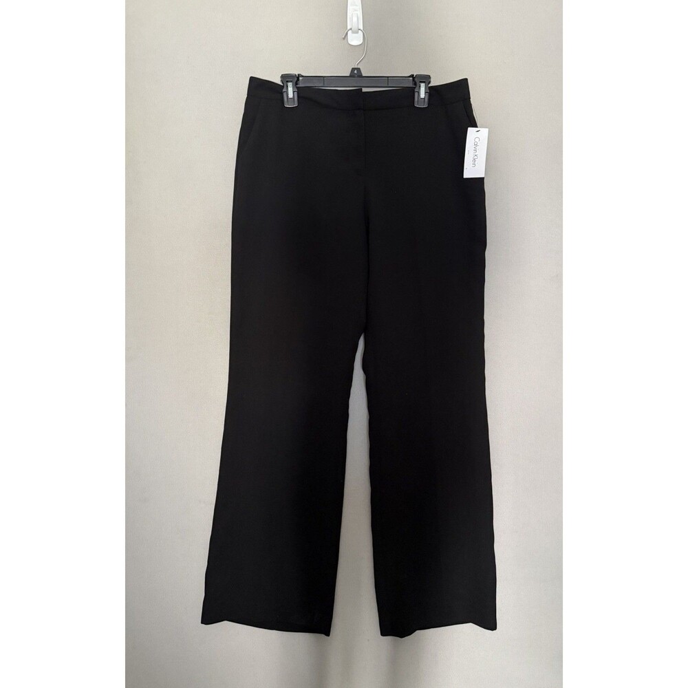 Calvin Klein Dress Pants 14 Black Womens Classic Fit Fully Lined Business New